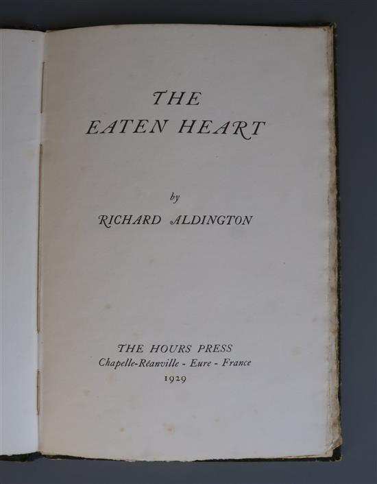 Adlington, Richard - The Eaten Heart, number 143 of 200, signed by the author, qto, marbled boards,